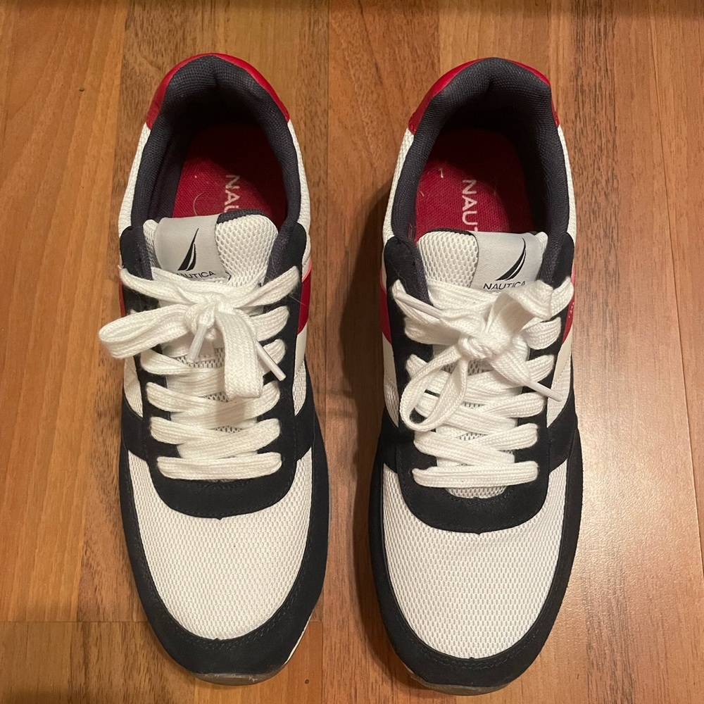 Men’s Nautica red, white, and blue sneakers. Size 9.5